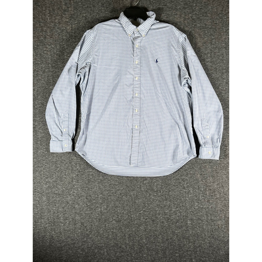 Ralph Lauren Performance Mens XL Blue White Gingham Check Button Down Shirt